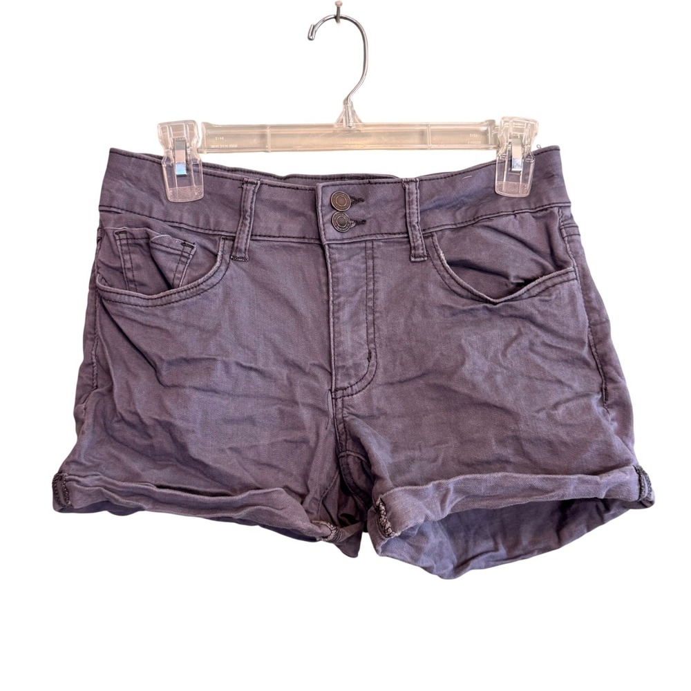 SO Favorite Midi Blue Grey Denim Shorts Rolled Cuff‎ Double Button Size 7